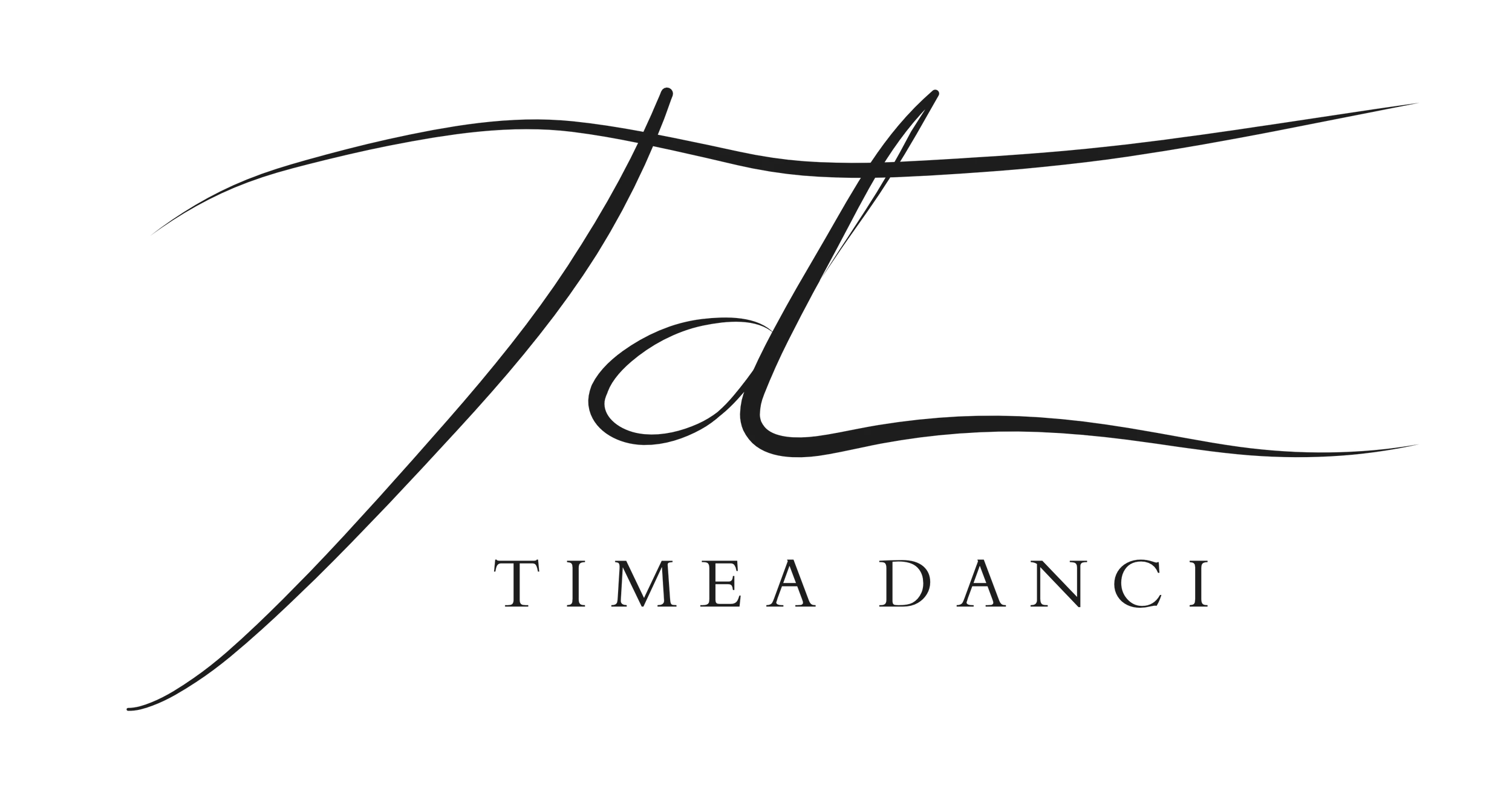 Logo von Timea Danci, einer Fotografin aus England in Schreibschrift mit den Initialen T und d.