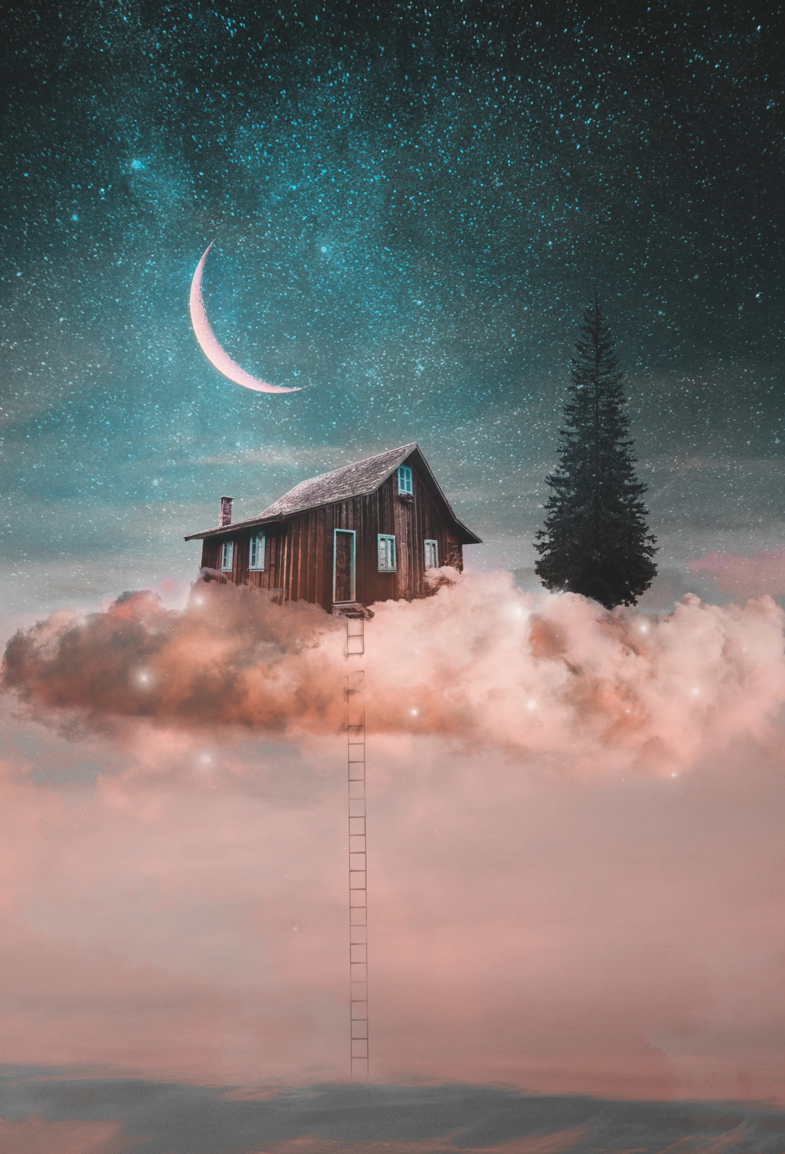 fuxstudio-portfolio-Collage-Digital-Surreal-Träumer-Dreamer-Haus-Auf-Wolke.webp