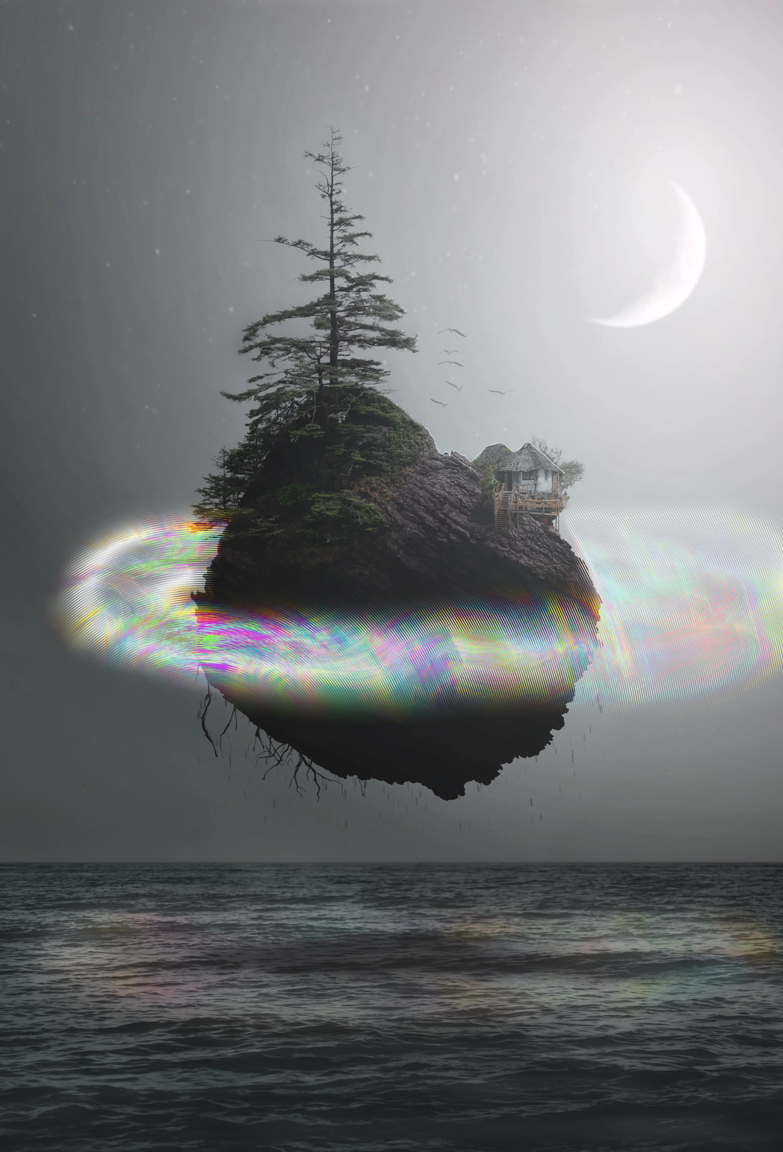 fuxstudio-portfolio-Collage-Digital-Surreal-Halo-Haus-auf-Felsen.webp