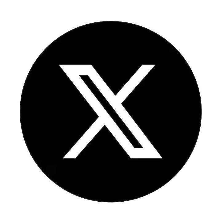 Black circular logo with a white stylized letter X in the center.