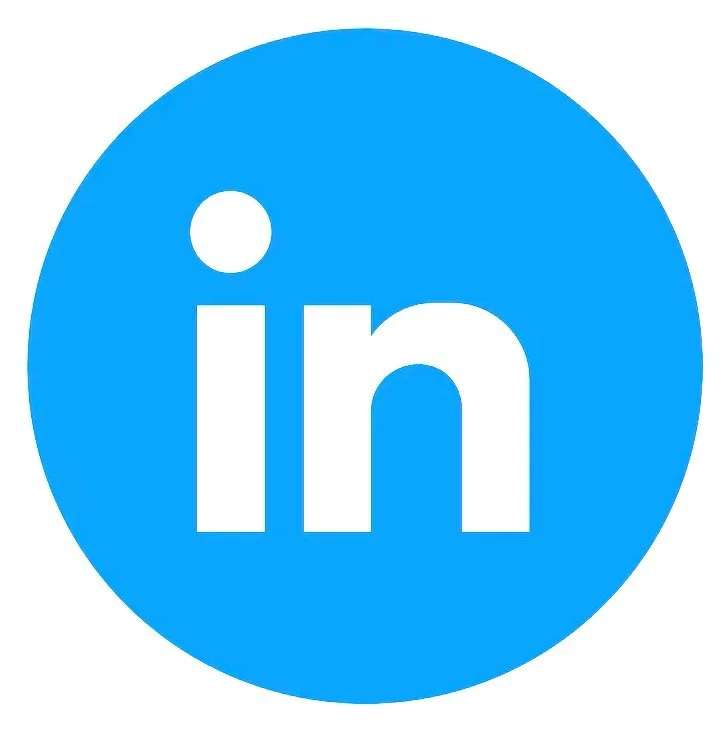 LinkedIn logo with a blue circle and white lowercase letters 'in'