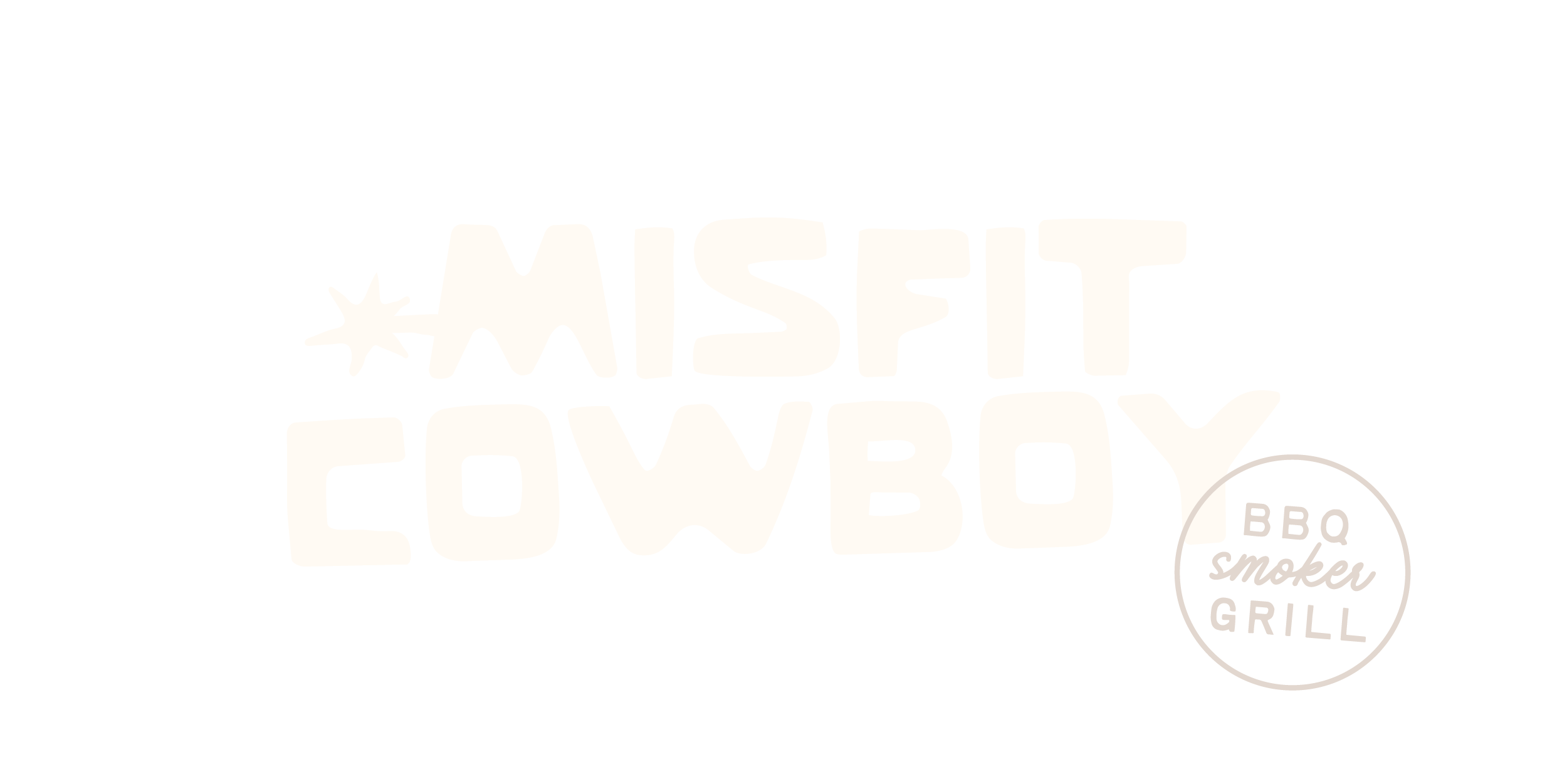 Black background with white text that reads "Miso Tasty Cowboy" and a small circle with "BBQ smoker G grill" inside.