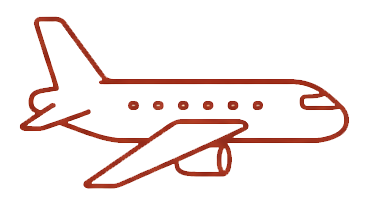 Line drawing of an airplane in a minimalist style.