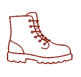 Outline of a hiking boot or work boot with laces.