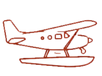 Outline of a seaplane with pontoons.