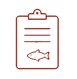 Illustration of a clipboard with lines of text and a fish icon at the bottom.