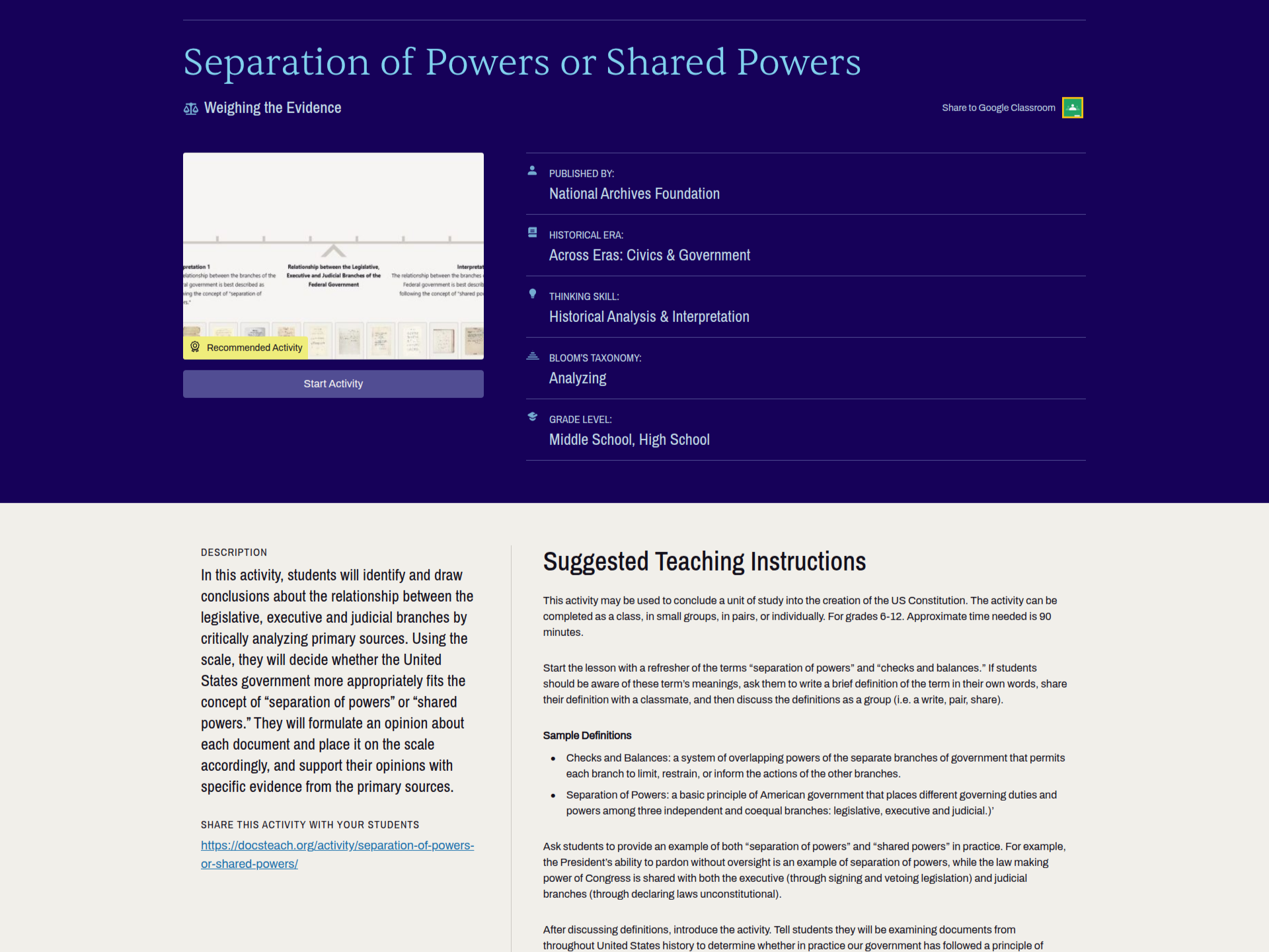 Activity Page-Teacher