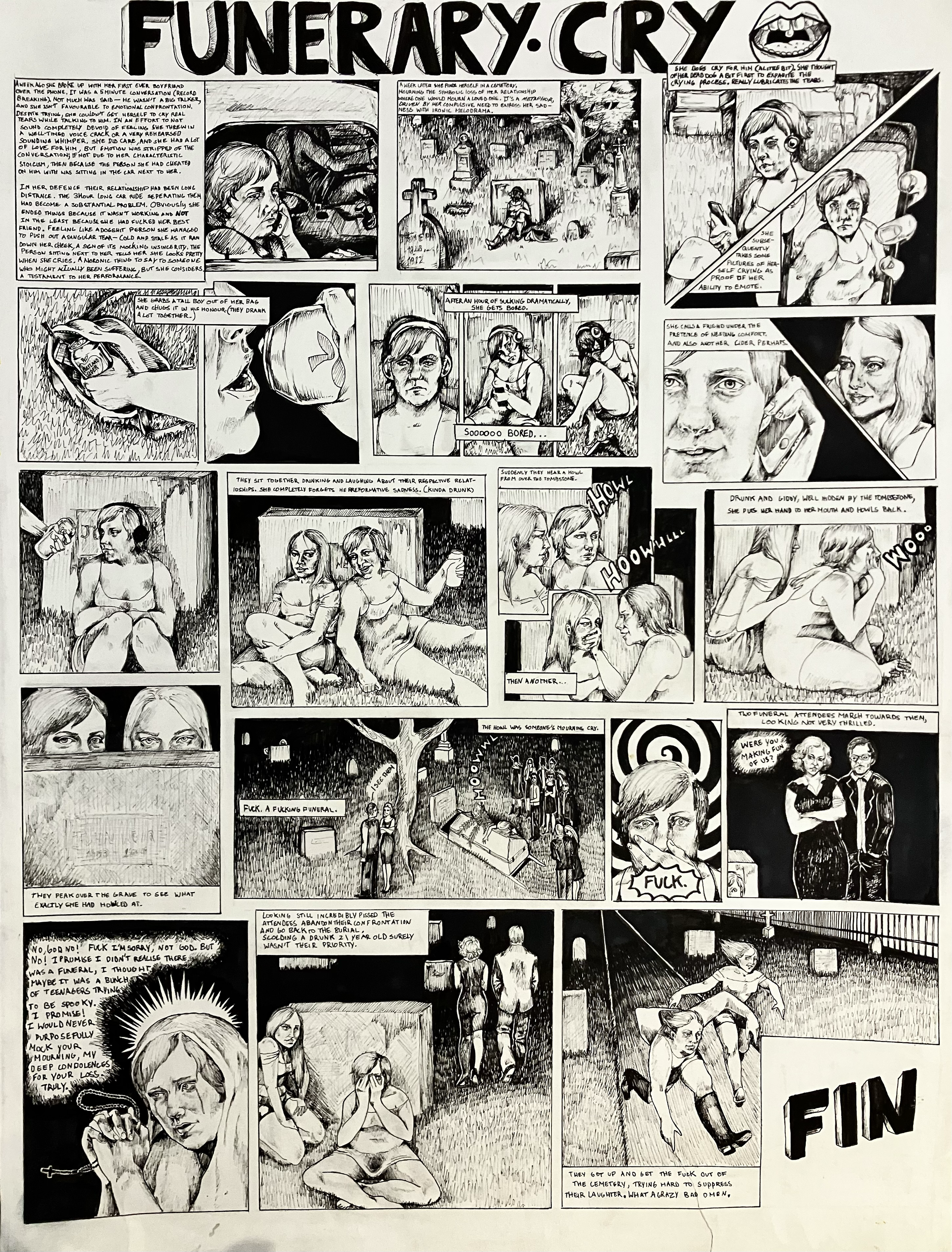 Comic,
Bad Feminist
Micron on paper
60cm x 68 cm, 2025