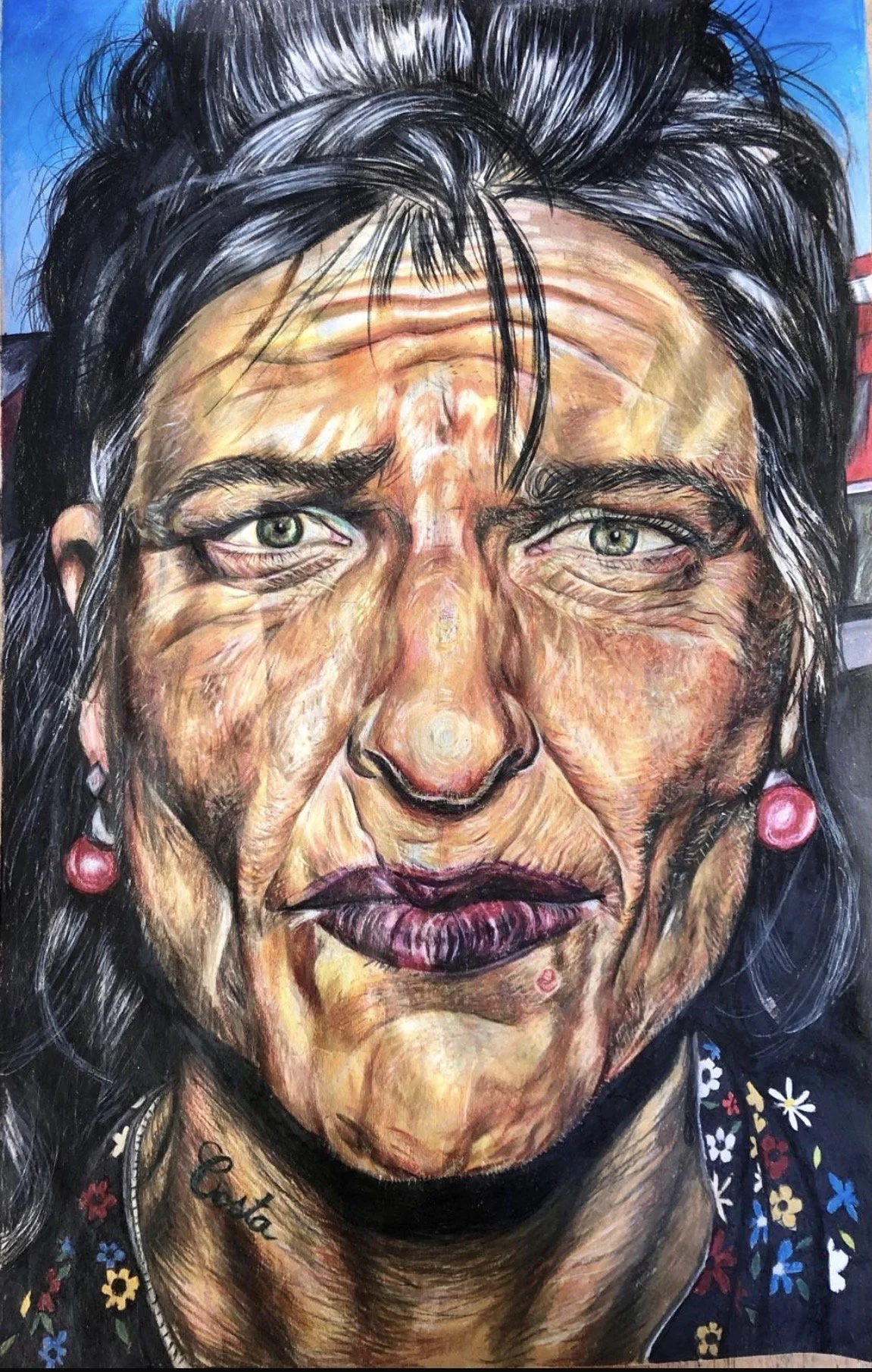 Bruce Gilden,
Colour pencil on paper
 58.5cm x 51cm, 2021