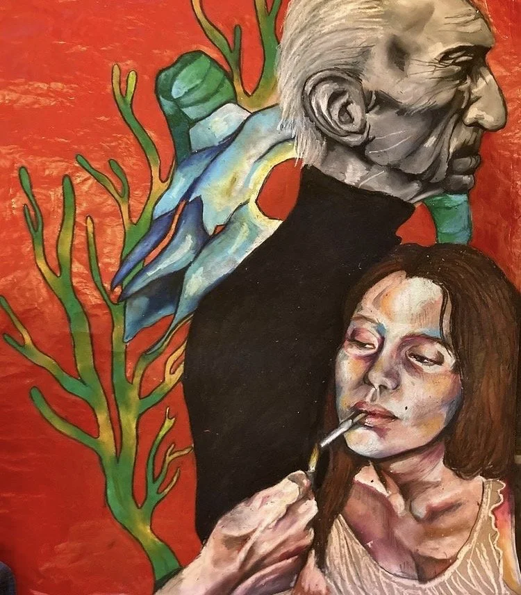 Untitled,
Acrylic and Oil Pastel on construction paper
60cm x 68 cm, 2022