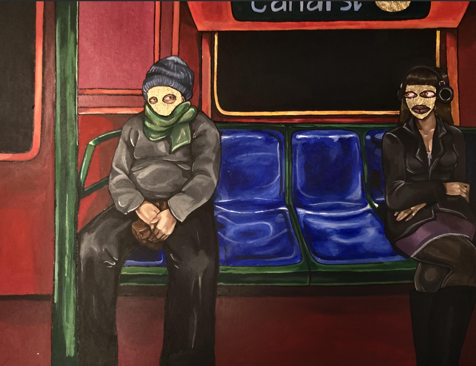 An Ode to the Subway,
Oil and Gold Leaf on Canvas
85cmx 64cm, 2022