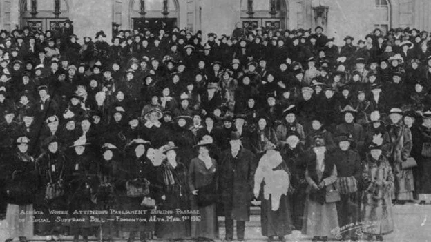 Alberta Women Attending Parliament During Passage of Equal Suffrage Bill. March 1, 1916. Government of Alberta.