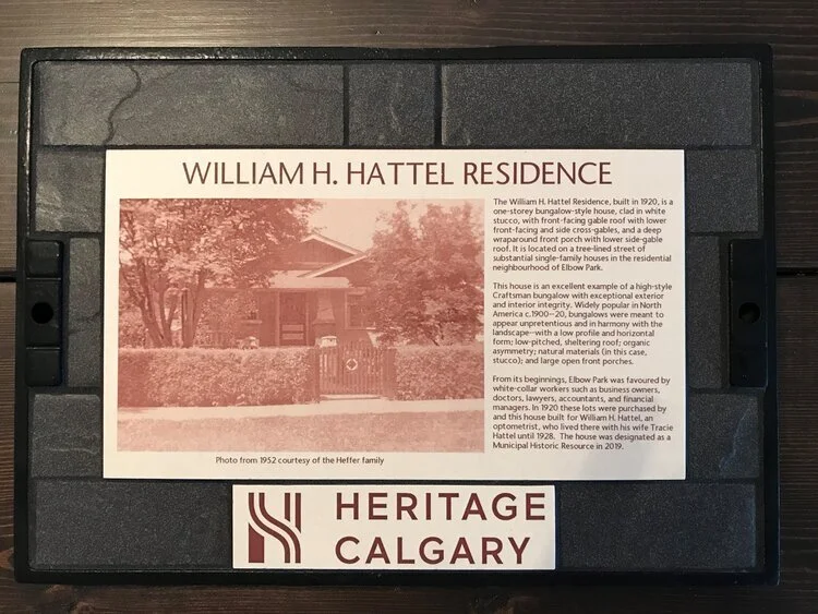 Plaque for the William H. Hattel Residence, one of the designated properties in the city.