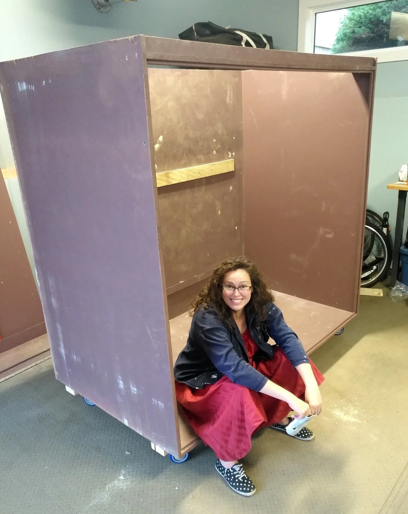 The Glenbow also provided a case, which we had to trim down to fit through doors and affix casters to make it mobile.