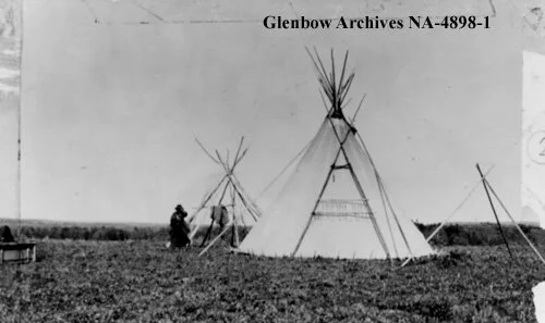 “Sarcee tipis at Weaselhead, Alberta.” [ca. 1880-1889]. Glenbow Archives NA-4898-1