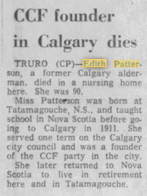 A small reference to Patterson’s role as a founder of the CCF Party