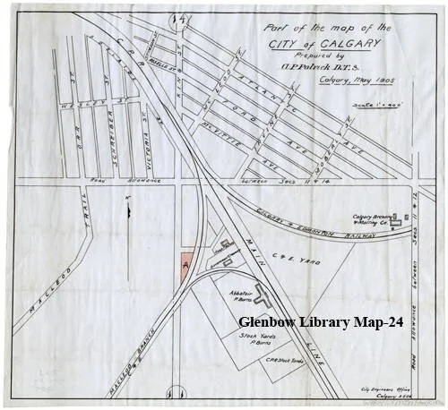 'Part of the map of the City of Calgary' c. 1905. Photo, Glenbow Archives, MAP-24.
