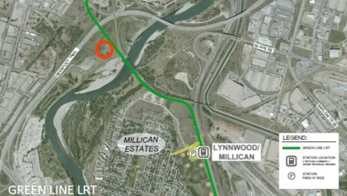 The area marked with a red circle is the site of the former St. Dunstan's residential school. (Map provided by City of Calgary via CBC)