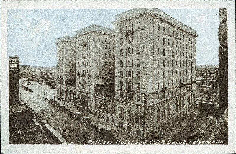 View of the Palliser Hotel in Calgary, Alberta. 1920-1940. Photo from Peel’s Prairie Postcards.
