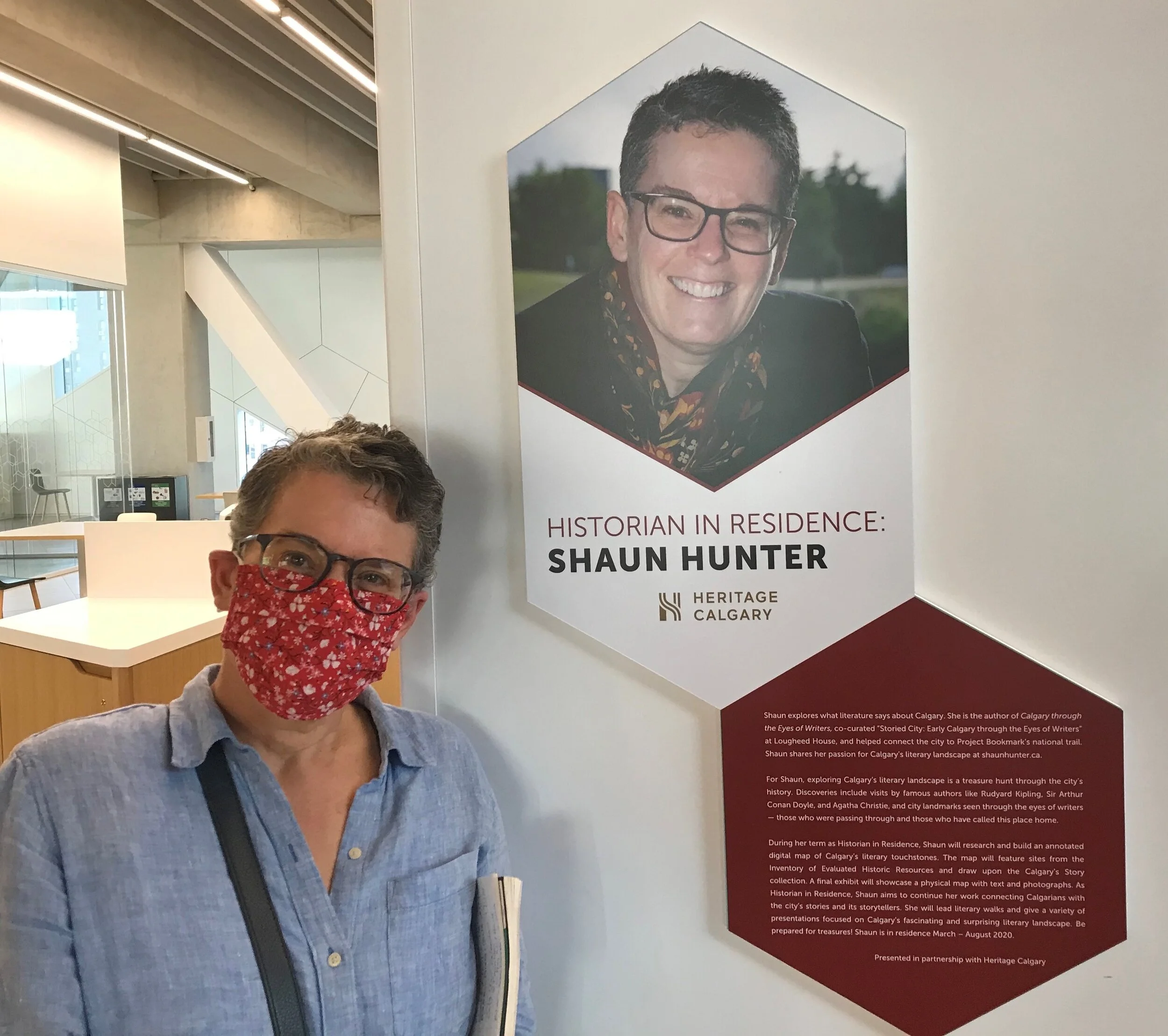 Shaun Hunter outside the Historian in Residence office at the Central Library in summer 2020.