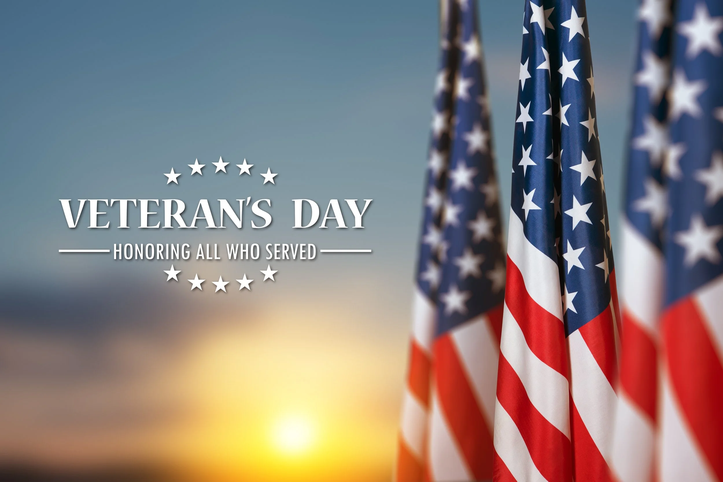 American flags honoring Veterans Day and those who served in Acworth, GA.