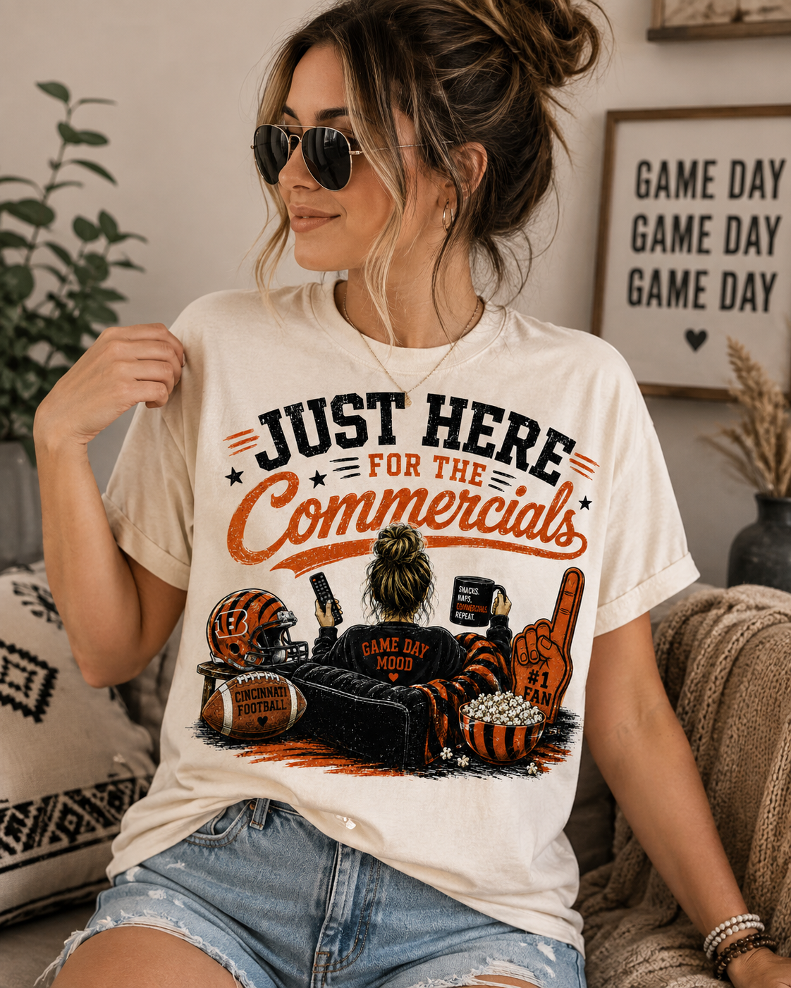 Just Here for the Commercials Tee 🏈📺