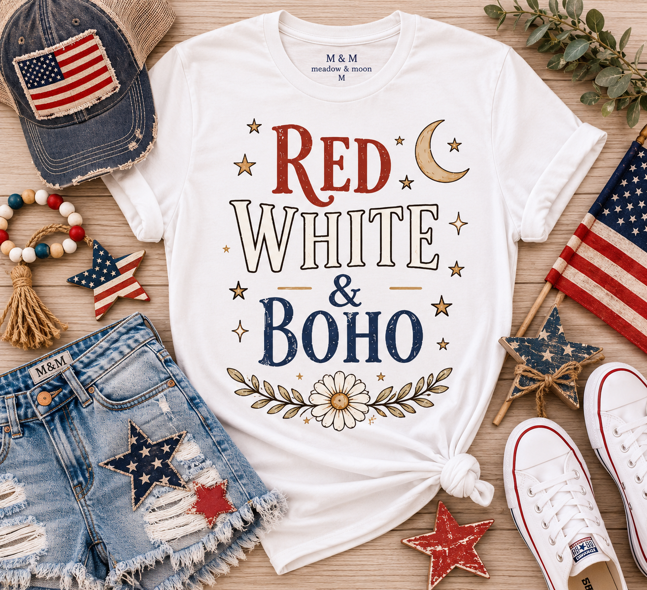 Red, White & Boho Tee