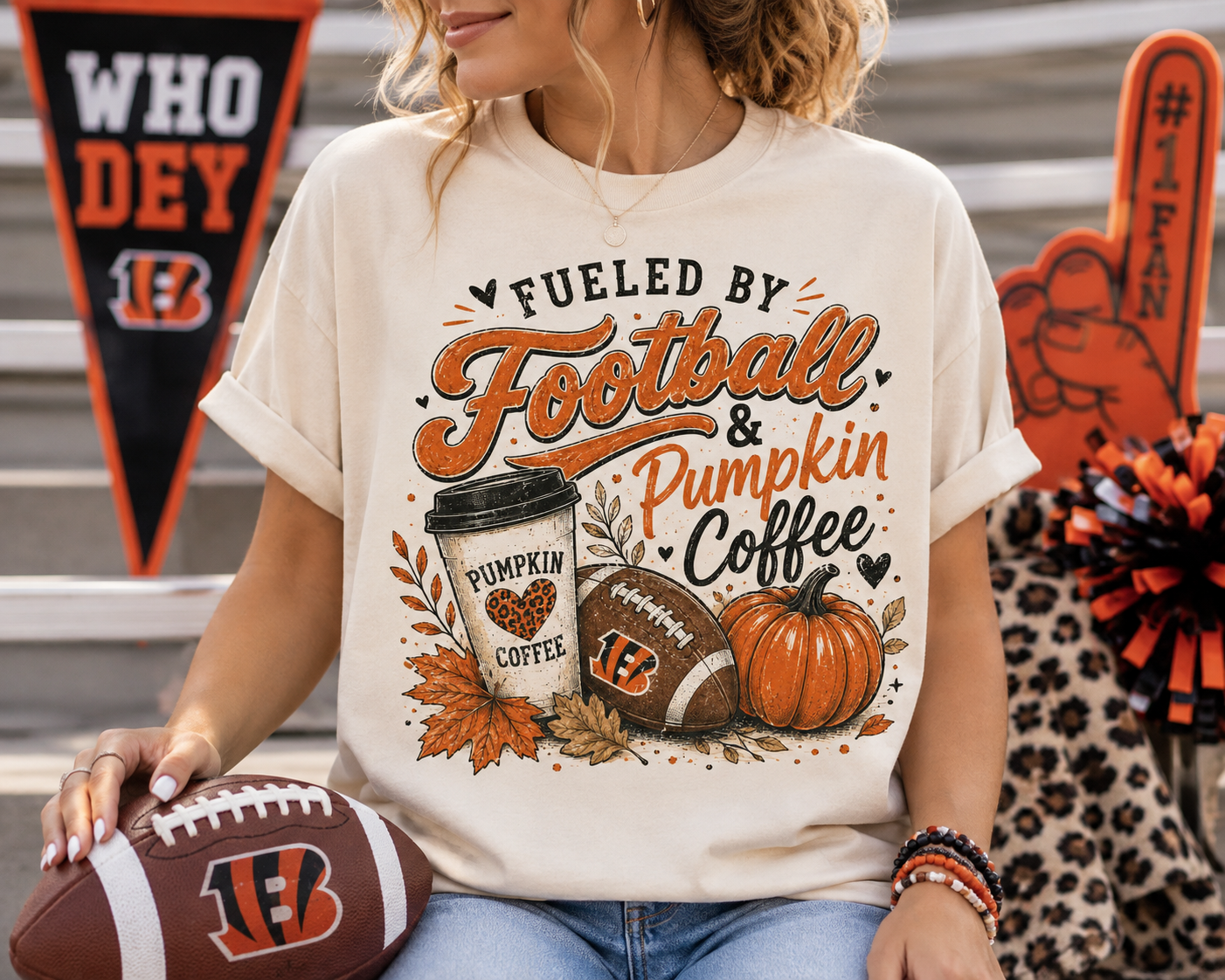 Fueled by Football & Pumpkin Coffee Tee 🏈☕🎃