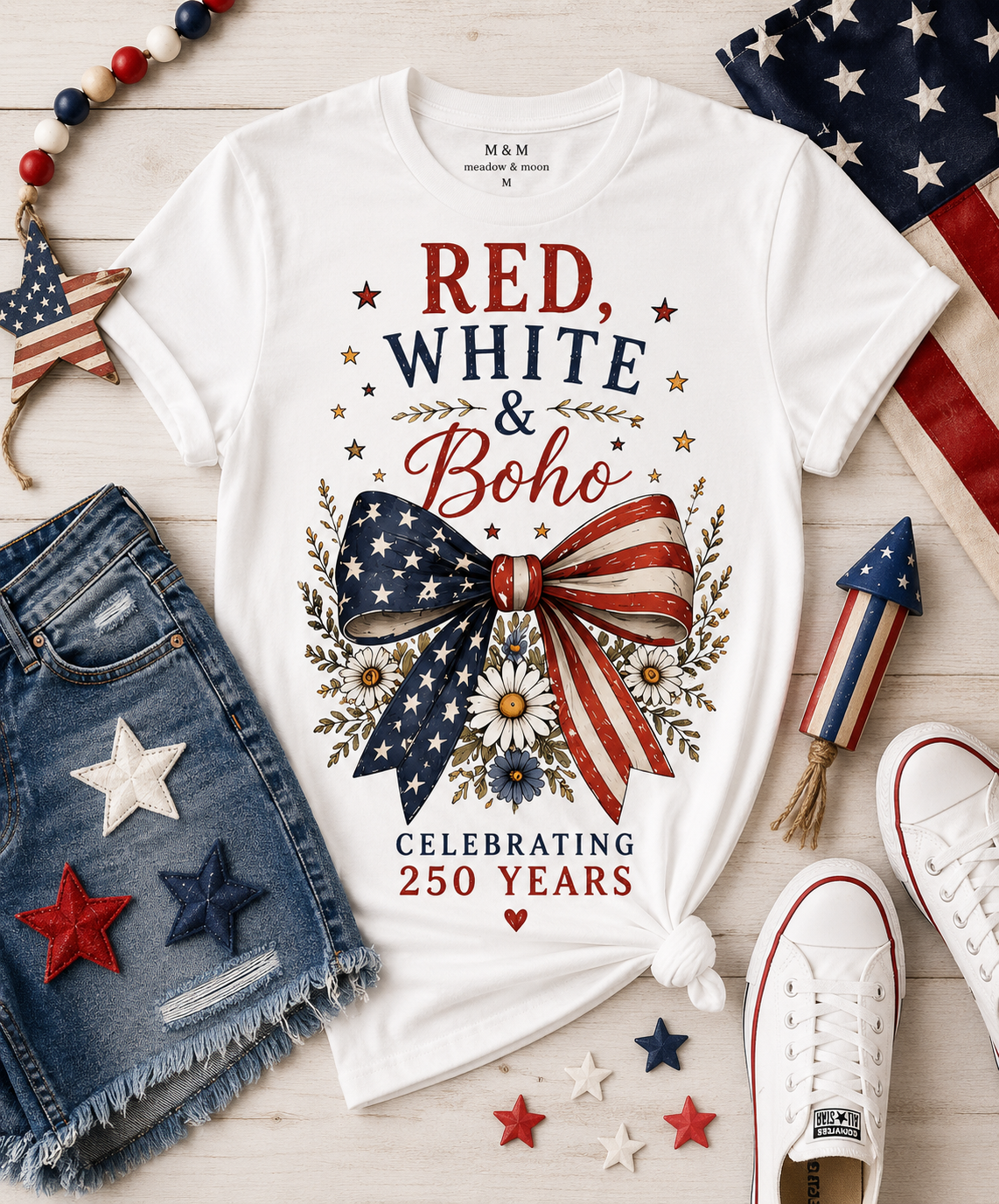 Red, White & Boho – Celebrating 250 Years Tee