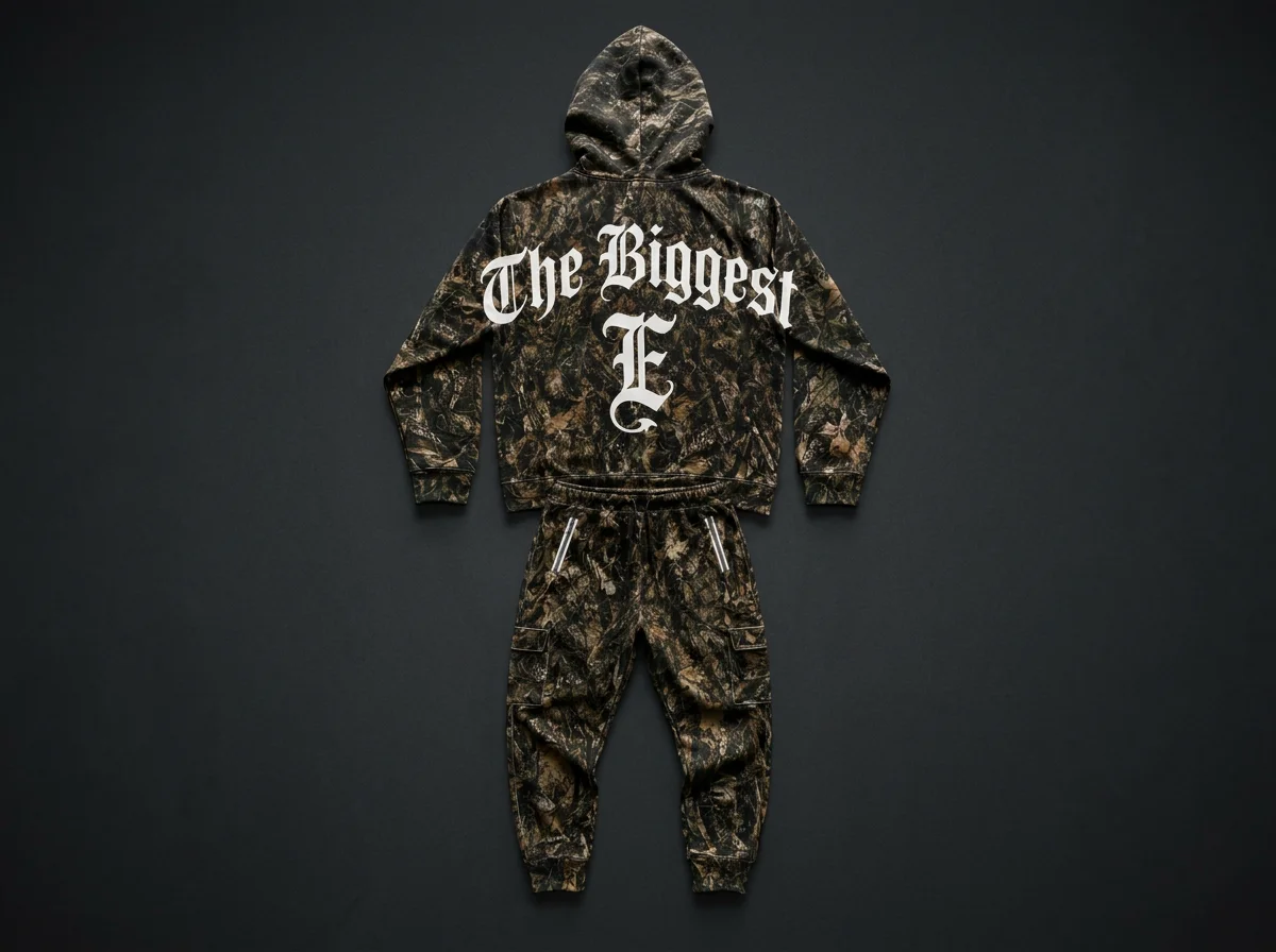 Camo Fleece Hoodie Team Edition — The Biggest Letter E