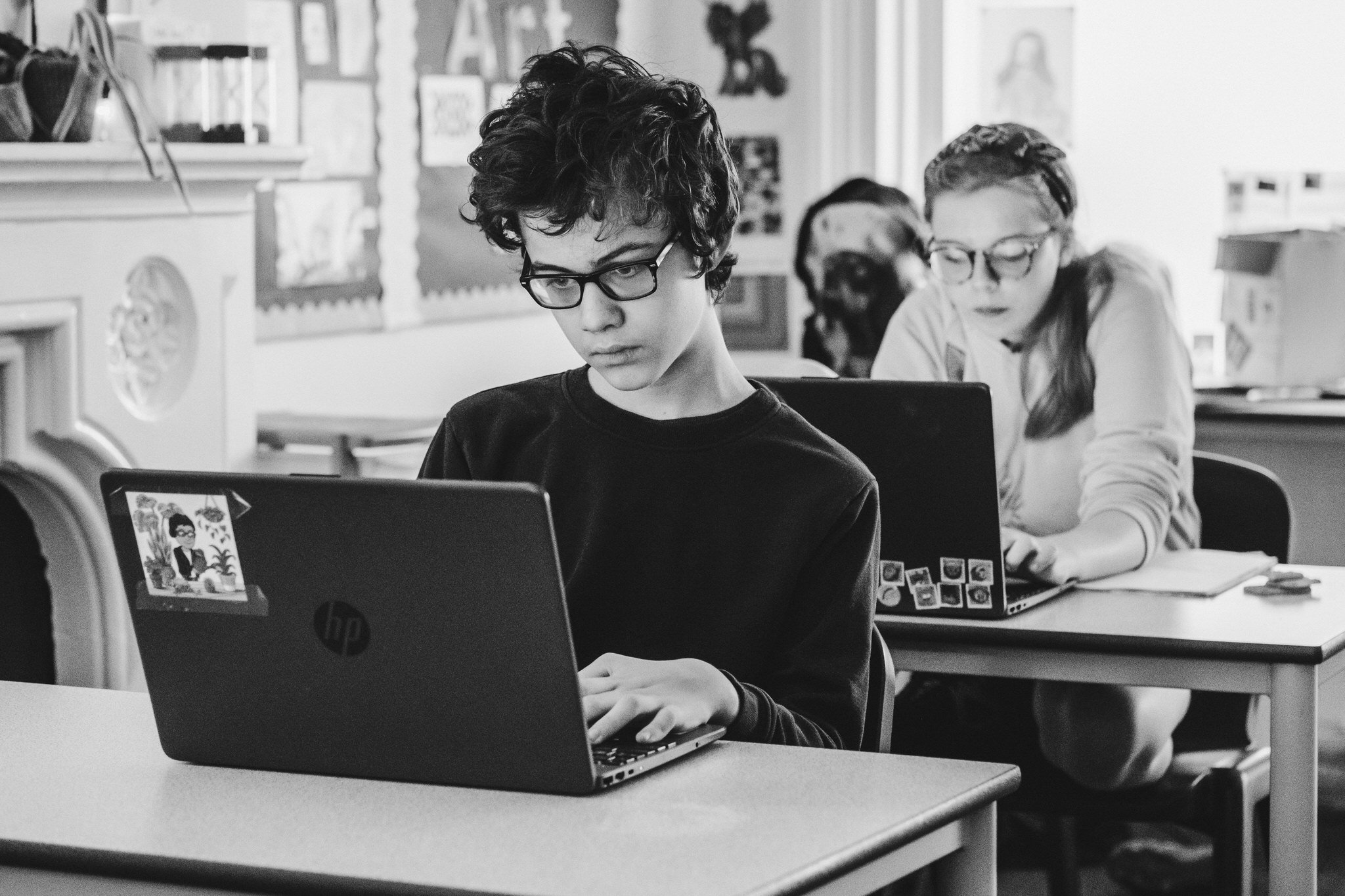 Student working on a laptop