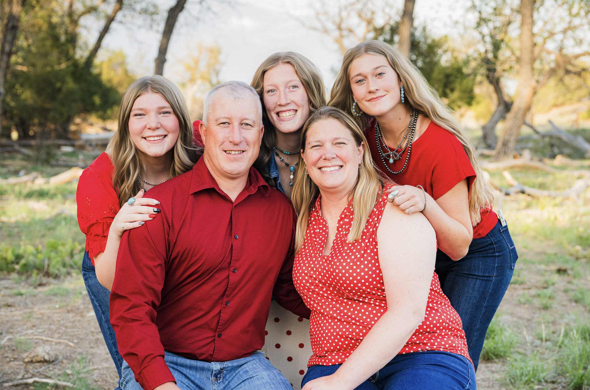 Portrait of Joe Speckner, candidate for Wyoming House District 5, with his family.