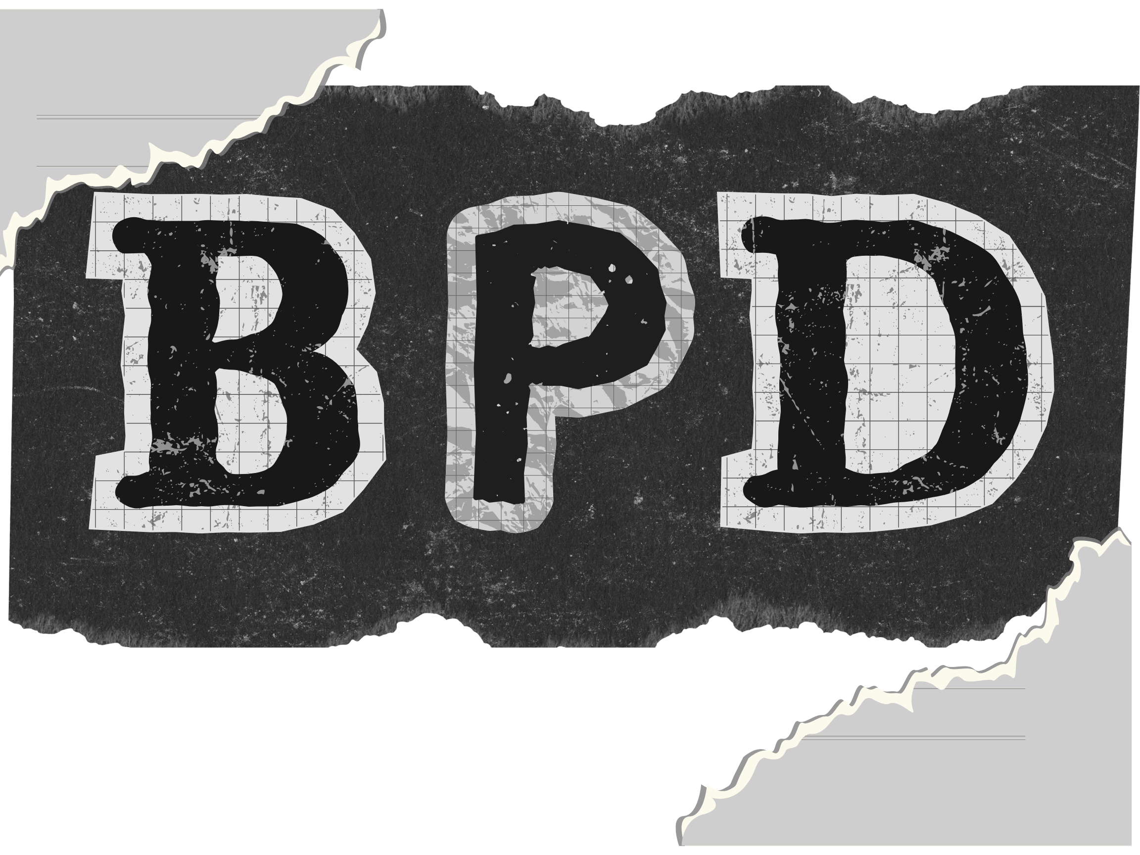 Close-up of a torn paper with the word 'DIP' written on grid paper underneath it.
