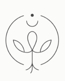 Simple line drawing of a smiling flower with a circular face and a stem with leaves