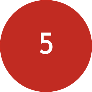 Red circular sign with the number 5 in white.
