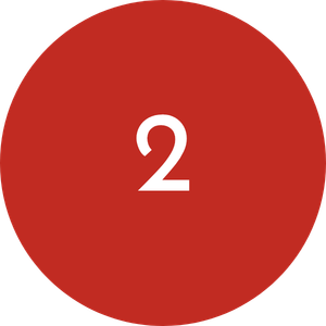 Red circular button with the number 2 in white center