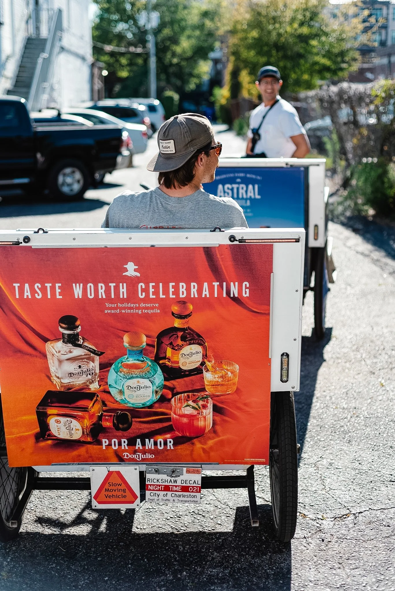 Charleston Rickshaw advertising bicycle promoting Don Julio tequila in downtown Charleston
