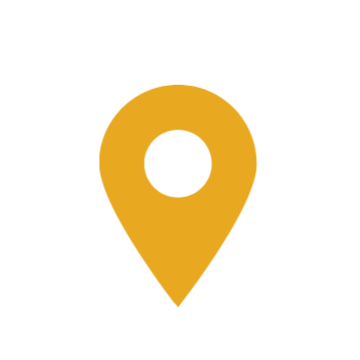 A yellow location pin icon on a black background