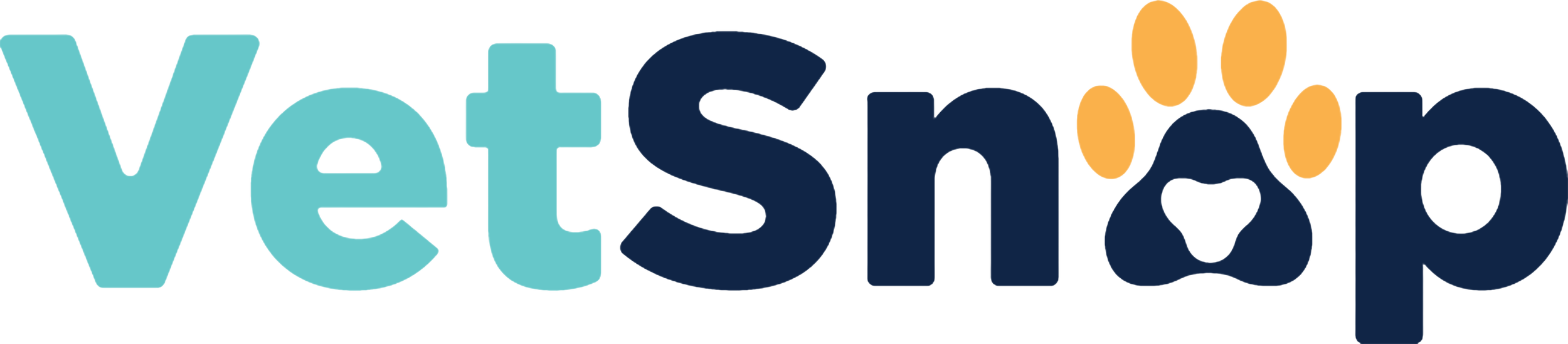 The VetShop logo with the word "Vet" in light blue and "Shop" in dark blue, featuring three orange paw prints over the letter "o"