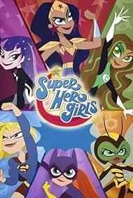Illustration of several superhero girls with different costumes and powers, titled 'Super Hero Girls'.