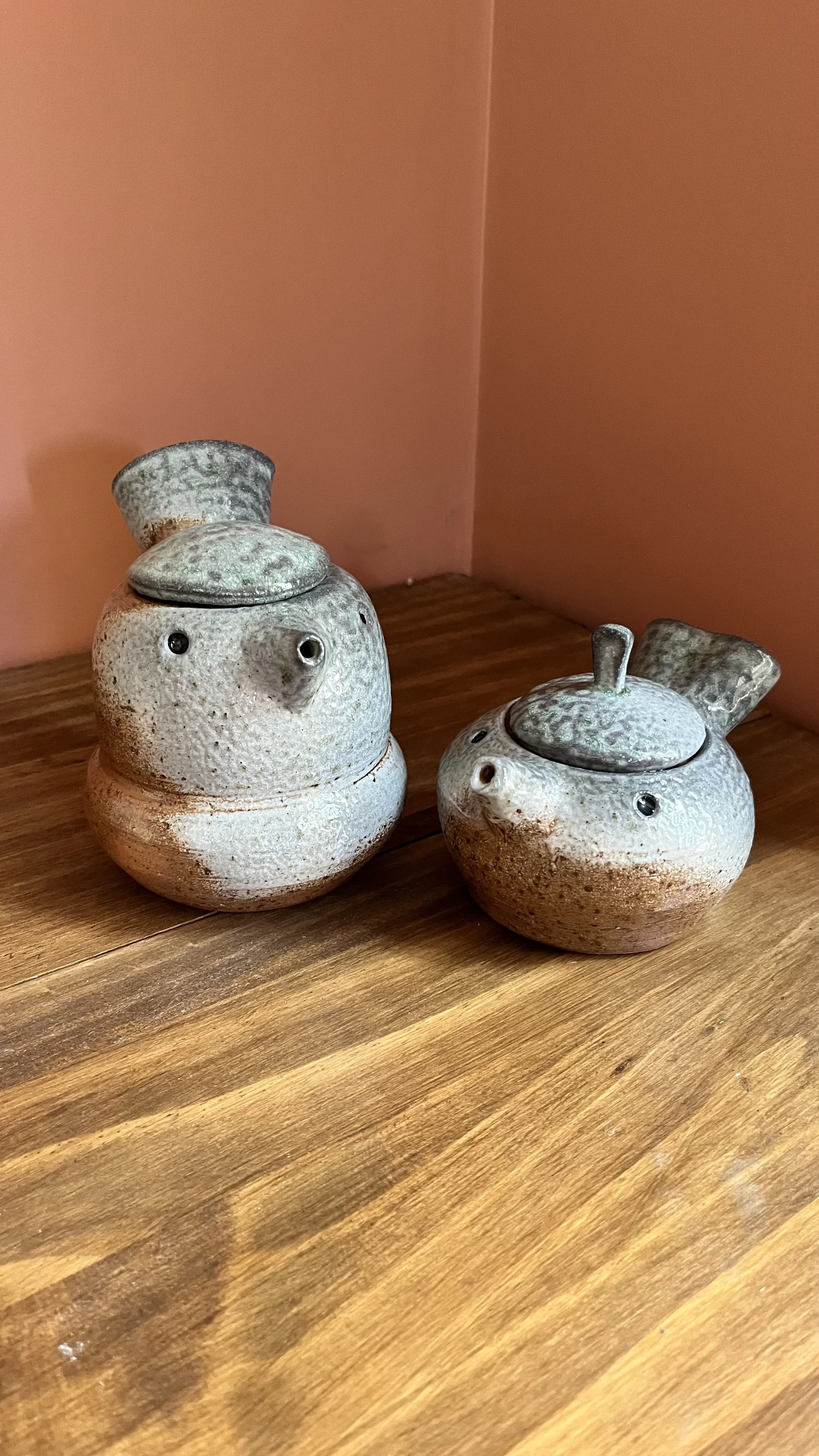 Two Birds - Teapot and Milk Jug fired in Soda Kiln - Personal Project - Stoneware