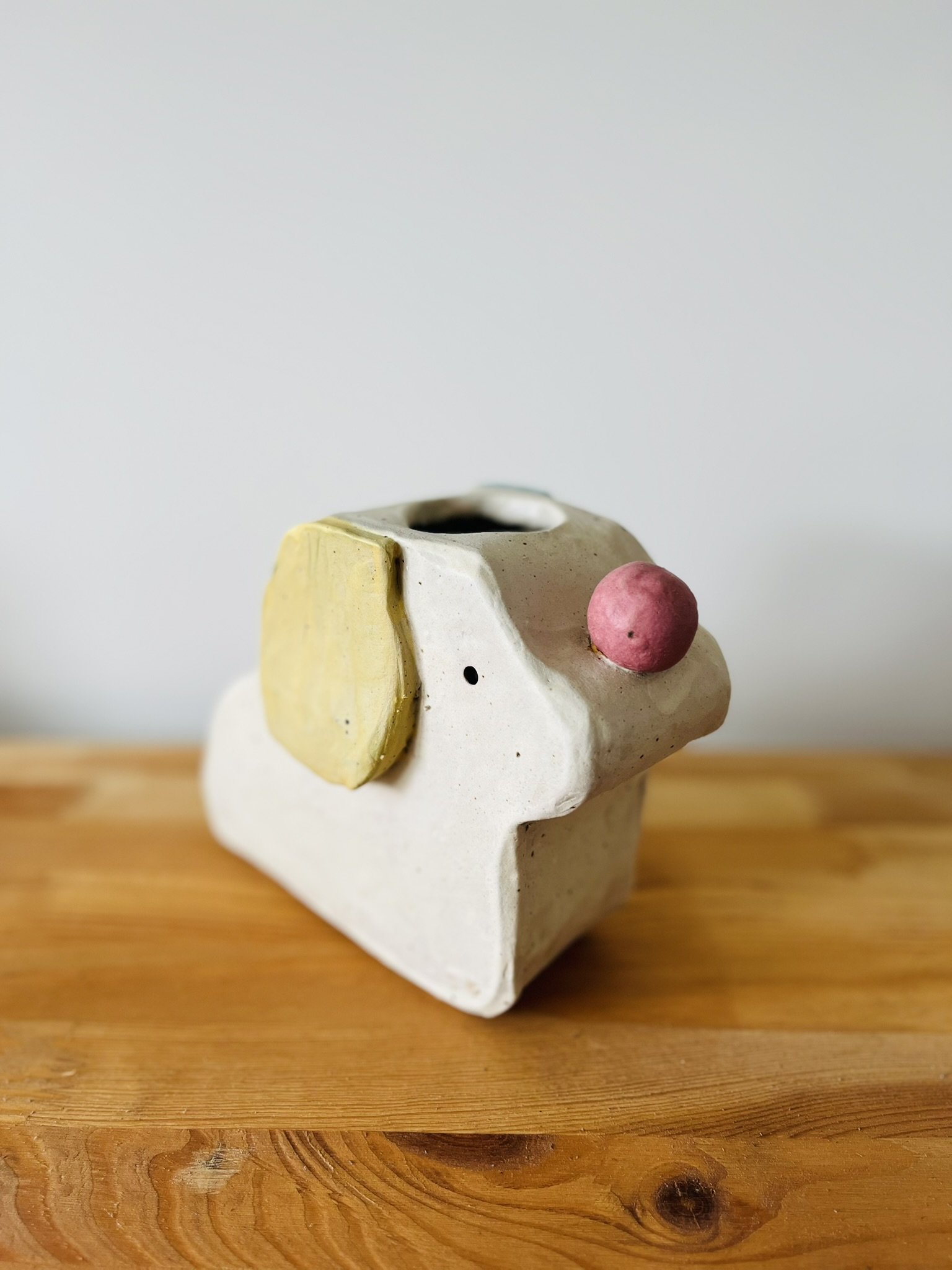 Dog Jug Ceramic Yellow
