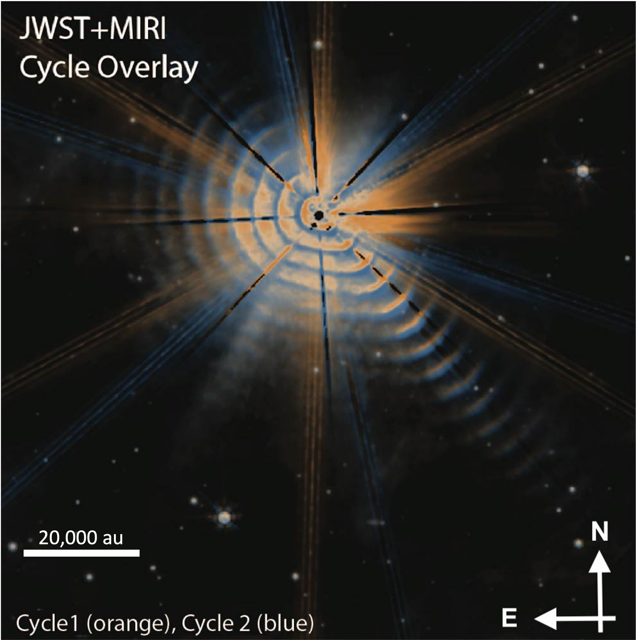Comparison of a galaxy image taken in July 2022 and September 2023 showing changes over time, with a zoomed-in section of the galaxy's spiral structure.