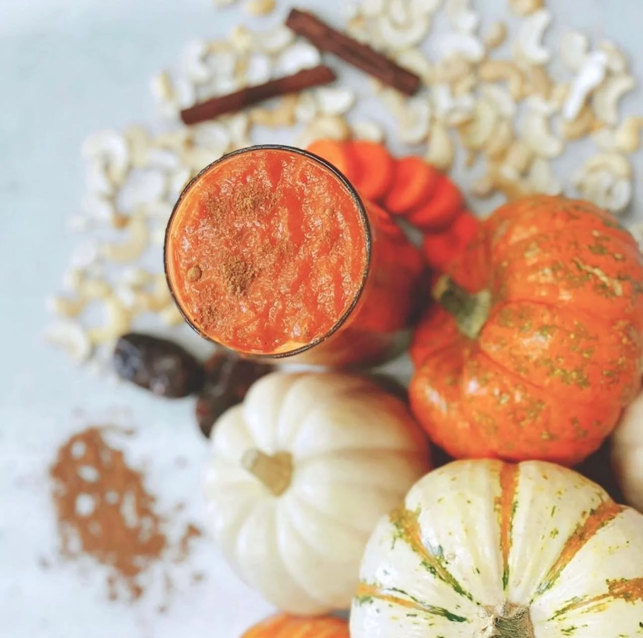 🎃The Great Pumpkin Smoothie is back at a GF&amp;S near you! Made with FRESH roasted pumpkin, organic carrot, pumpkin spices, dates, house-made cashew milk and cinnamon! Subtle and REAL way to get your pumpkin spice fix! #greenforkandstraw #greatpump