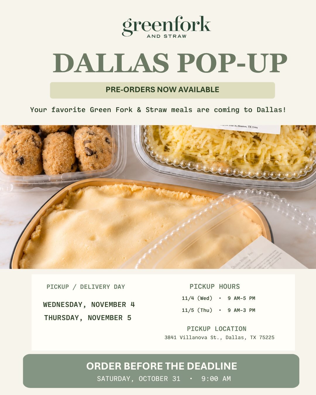 DALLAS, WE&rsquo;RE BRINGING YOU SOMETHING GOOD!🍪

Your Green Fork &amp; Straw favorites are coming to Dallas! 💚 Whether you&rsquo;re looking for an easy dinner for a busy weeknight or something sweet to enjoy, we&rsquo;ve got you covered.

✨ Our D