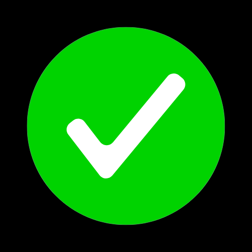 Green circle with a white checkmark inside