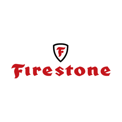 Firestone logo featuring a shield with a red and white emblem and the word 'Firestone' in red text.