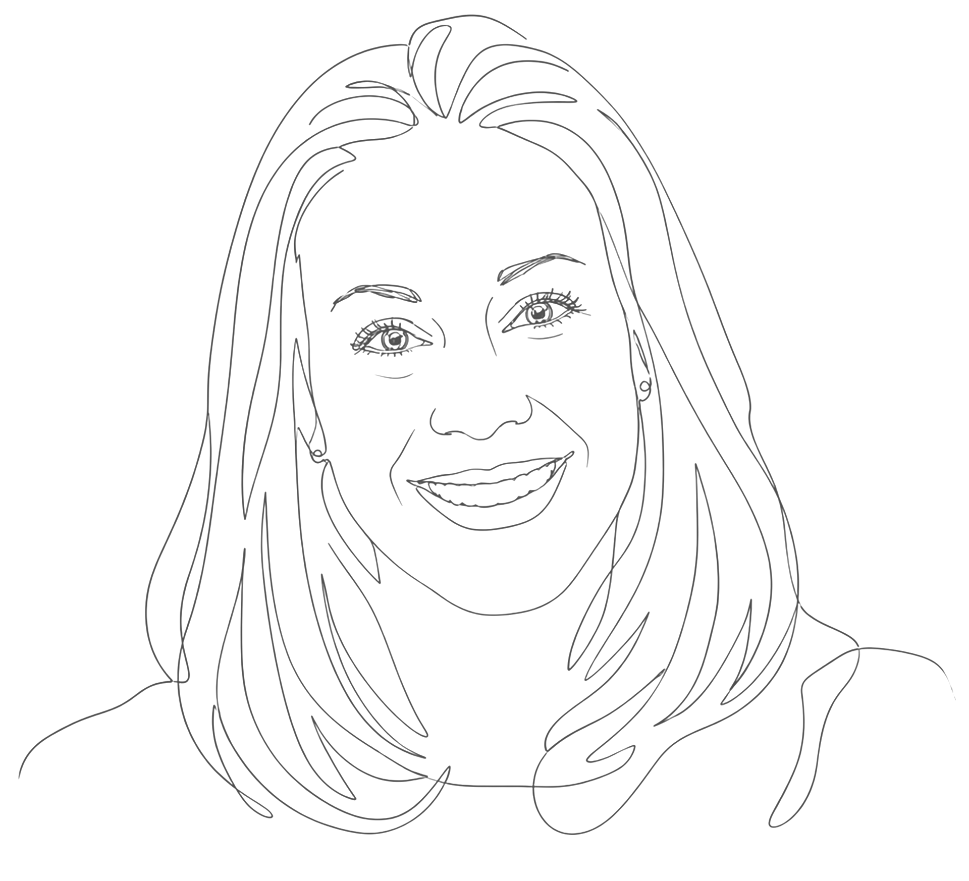 Line-drawn portrait of Britt McColl, communications and editorial strategy leader.