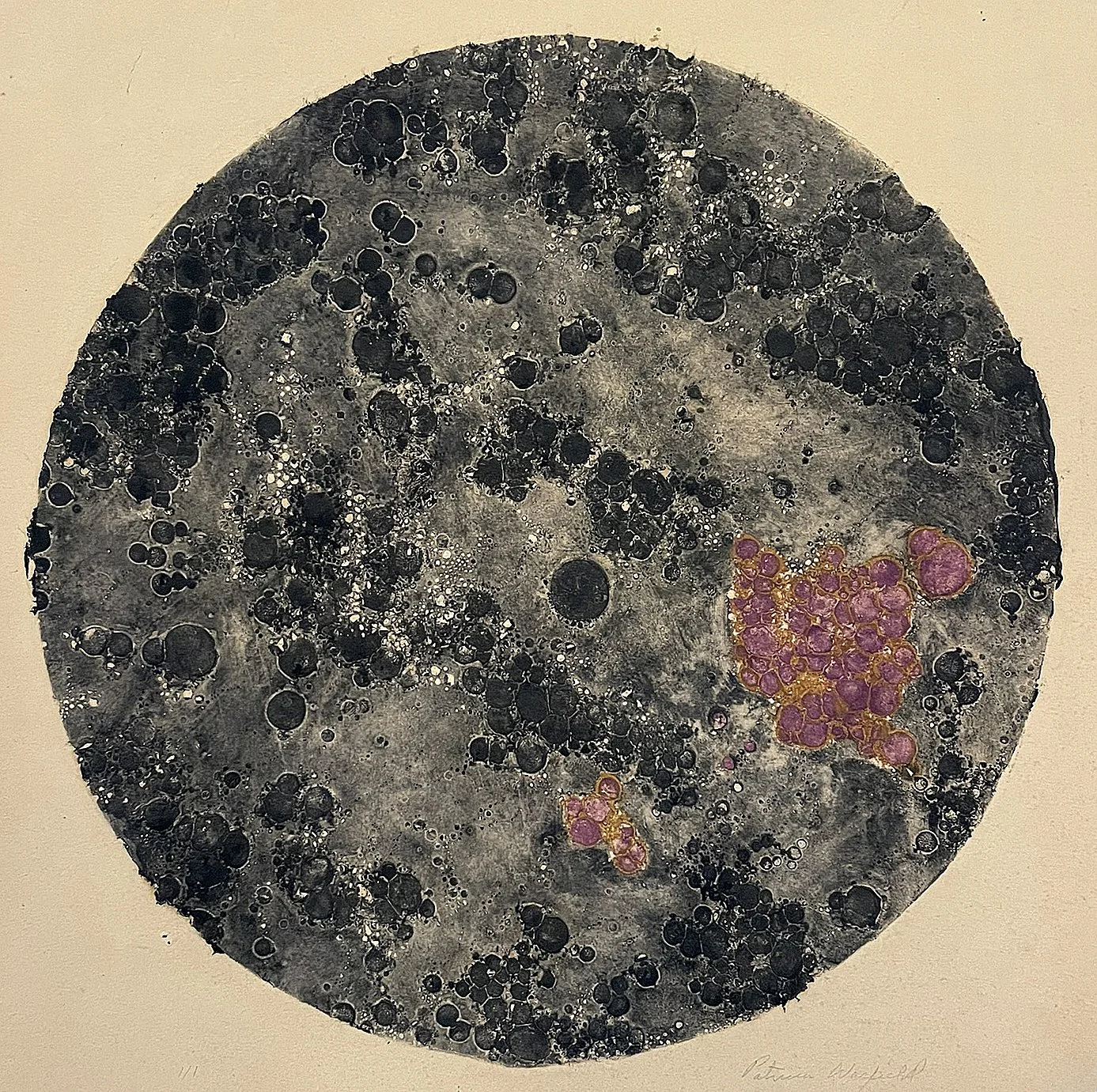  Untitled #50 

 

 MEDIUM  : Carborundum Collagraph

 

 DIMENSIONS  :  15" Circle

 

 PRICE  : $250