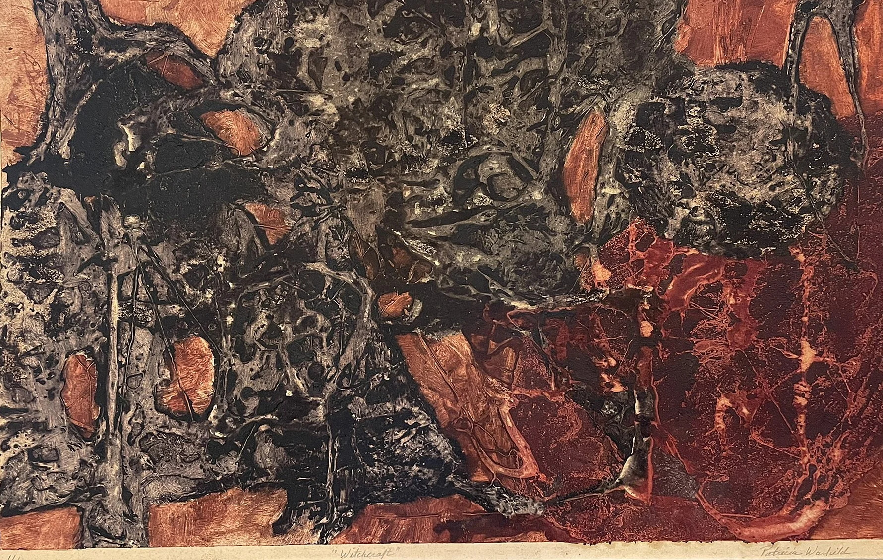  #G-46- Witchcraf 

 

 MEDIUM  : Carborundum Collagraph

 

 DIMENSIONS  : 15" X 24

 

 PRICE  : $400
